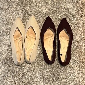 2 pairs Old Navy Pointed Toe Flats-beige and plum